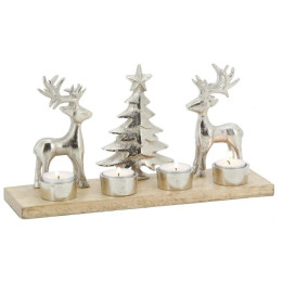 Petit bougeoir 2 cerfs et sapin