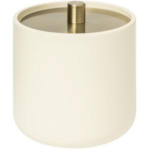 Barattolo porta cotone in ceramica crema con coperchio ottone