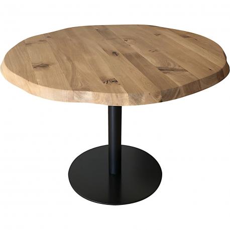 Tavolo rotondo in rovere massello con base centrale