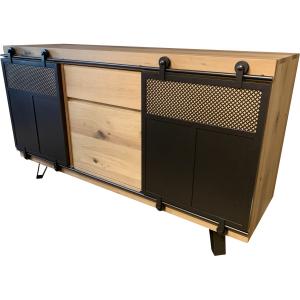 Madia in rovere e metallo 2 ante scorrevoli 1 cassetto