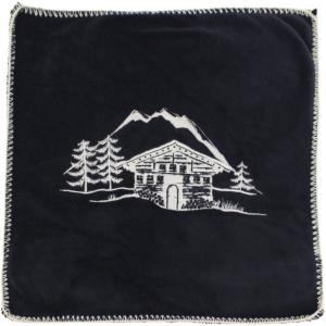 Housse de coussin polaire Chalet d'alpage charbon