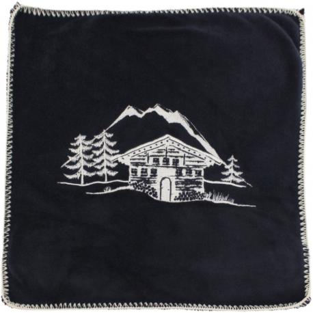Housse de coussin polaire Chalet d'alpage charbon