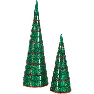 Set de 2 sapins cônes déco