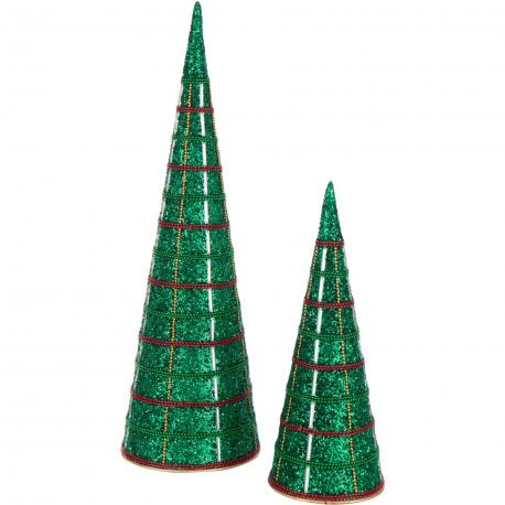 Set de 2 sapins cônes déco