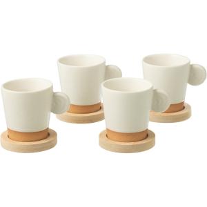 Lot de 4 petites tasse avec soucoupe bois
