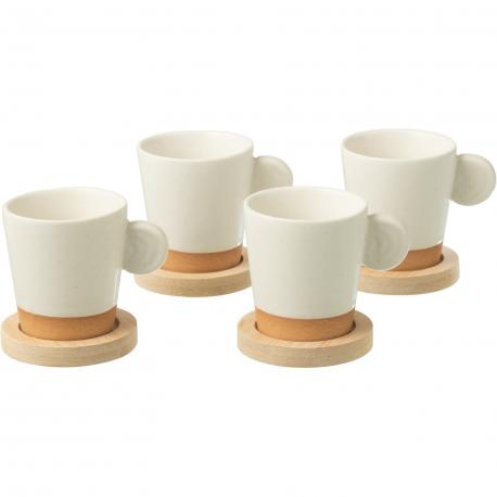 Lot de 4 petites tasse avec soucoupe bois