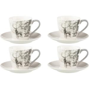 Lot de 4 tasses+ss tasse cerf