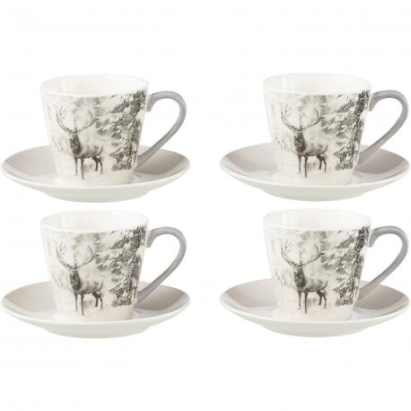 Lot de 4 tasses+ss tasse cerf