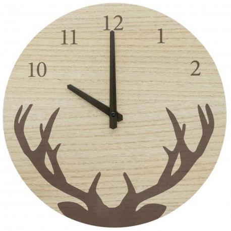 Horloge bois et métal cerf