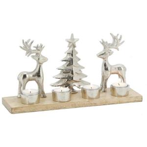 Petit bougeoir 2 cerfs et sapin