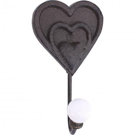 Patère coeur, boule céramique