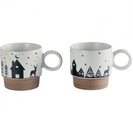 Set de 2 mugs bicolores motifs hiver