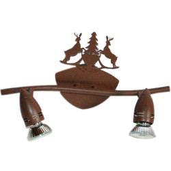 Faretto 2 lampade ruggine - Coeur cerf sapin | Sans interrupteur