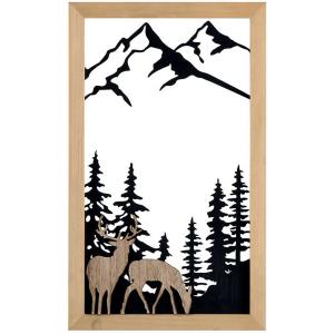 Cadre déco cerfs sapins