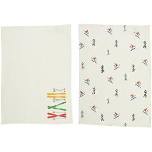 Set de 2 torchons skieurs/skis