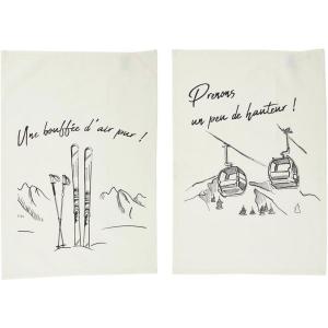Set de 2 torchons ski/téléphérique