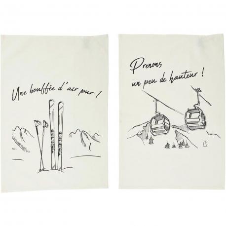 Set de 2 torchons ski/téléphérique