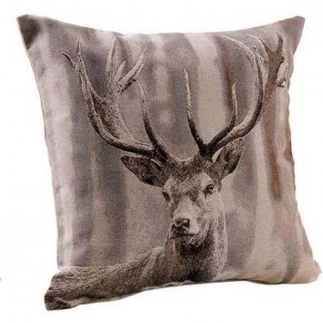 Grand coussin cerf sepia