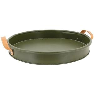 Plateau rond métal kaki