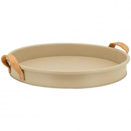 Plateau rond métal beige