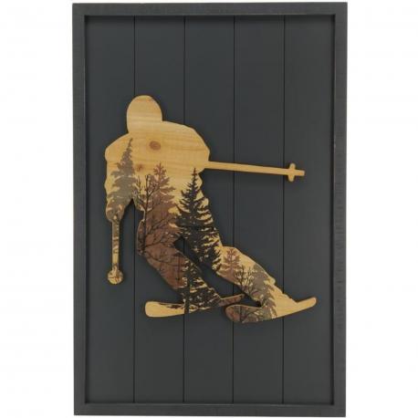 Cadre bois avec skieur