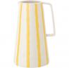 Cruche poterie blanc rayé jaune