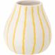 Petit vase poterie blanc rayé jaune