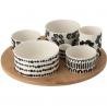 Service apéritif 5  pots motifs fleurs