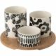 Service apéritif 3 pots motifs fleurs