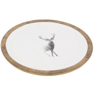 Plateau rond manguier laque cerf