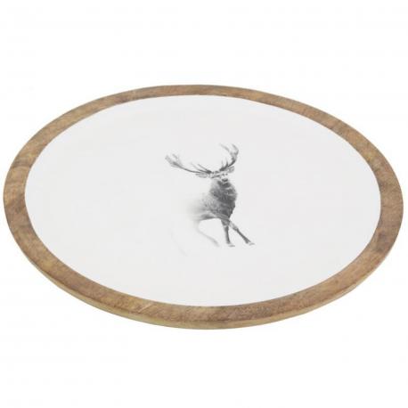 Plateau rond manguier laque cerf