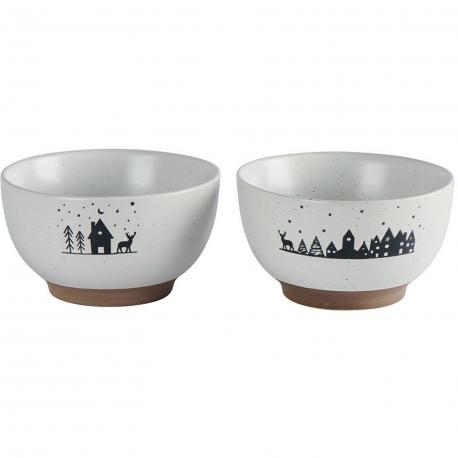 Set de 2 bols bicolores motifs hiver