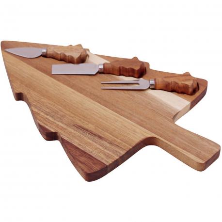 Planche sapin avec 3 couteaux à fromage