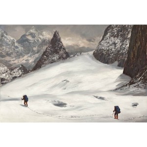 Tableau alpinistes sur glacier