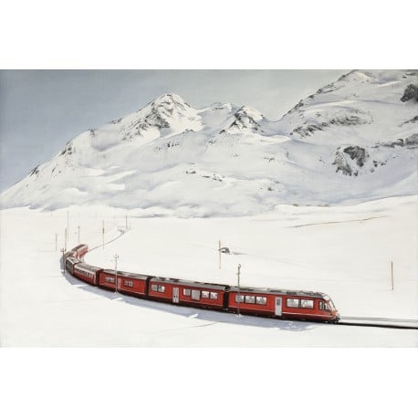 Tableau train dans la neige