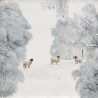Tableau blanc moutons  dans la neige