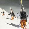 Tableau ski de rando montée dans la poudreuse