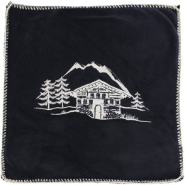 Charcoal alpine chalet fleece cushion cover