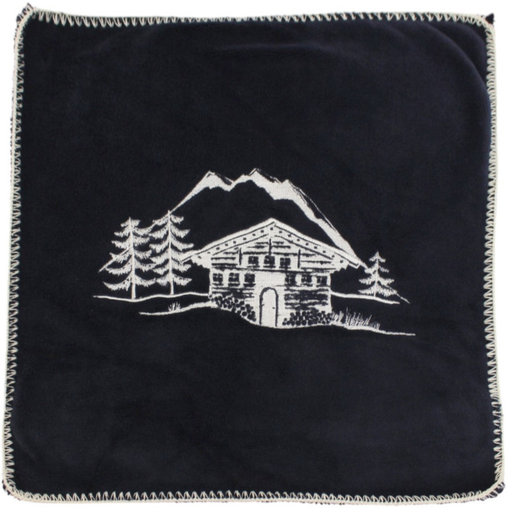Charcoal alpine chalet fleece cushion cover