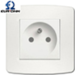 Interruttore decorato paesaggio montagna con cornice edelweiss - Prise electrique 2 poles + terre
