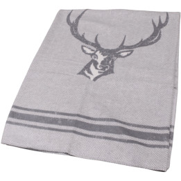 Grey stag's head flannel throw
