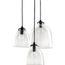 Grappolo 3 lampade paralume vetro Diane - Transparent | 15x17 | Abat jour clochette