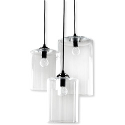 Grappolo 3 lampade paralume vetro Diane - Transparent | 15x20 | Abat jour cylindre