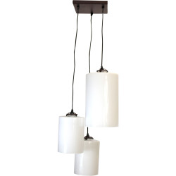 Grappolo 3 lampade paralume vetro Diane - White | 15x20 | Abat jour cylindre