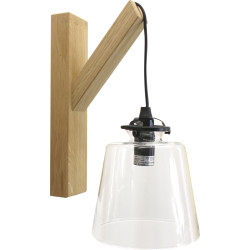 Lampada da parete rovere grezzo naturale paralume vetro - Transparent | Abat jour aurore