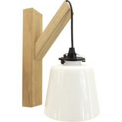 Lampada da parete rovere grezzo naturale paralume vetro - White | Abat jour aurore