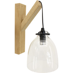 Lampada da parete rovere grezzo naturale paralume vetro - Transparent | Abat jour clochette