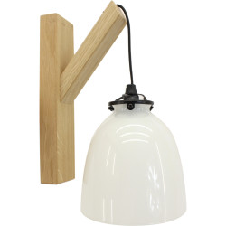 Lampada da parete rovere grezzo naturale paralume vetro - White | Abat jour clochette