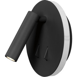 Round reading wall light with switches - Black