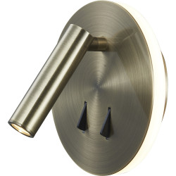 Round reading wall light with switches - Antiq brass